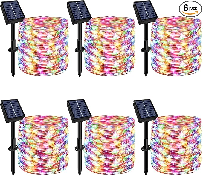 Solar String Lights Outdoor Waterproof 6 Pack Total 198ft 600LED 8 Modes by Slyuexu
