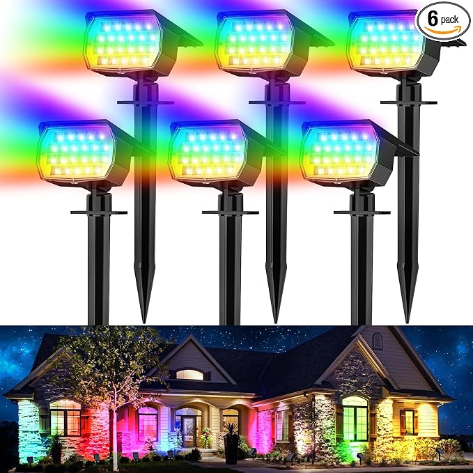 Solar Spot Lights Outdoor Color Changing, Christmas Landscape Spotlights by WENATY