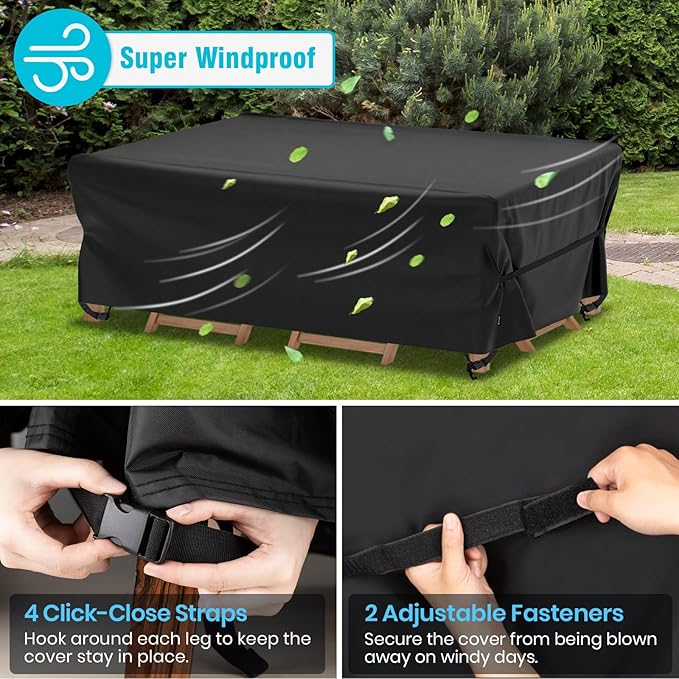 Velway Patio Table Chairs Set Cover Square Waterproof 74"Lx47"Wx28"H Outdoor - Image 2