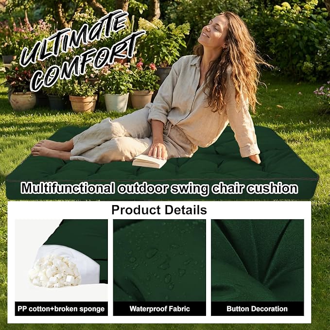 Waterproof Porch Swing Cushion Replacement, 2–3 Seat Swing Seat Cushion - Image 3