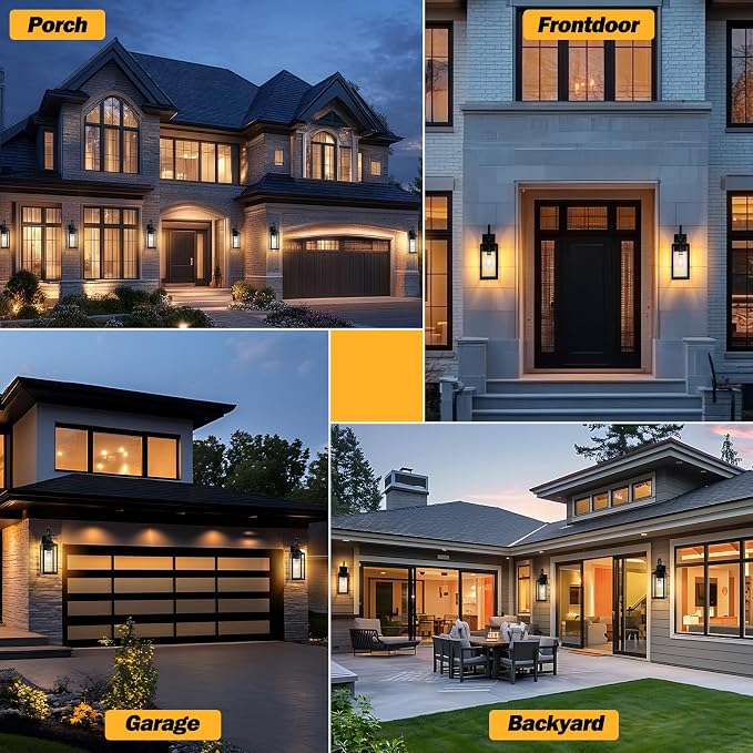 19" Large Outdoor Wall Light Fixtures, 2 Pack Black Exterior Light Fixtures - Image 4
