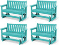 SERWALL Outdoor Glider Bench Set of 4, HDPE Weather-Resistant Swinging Bench by SERWALL