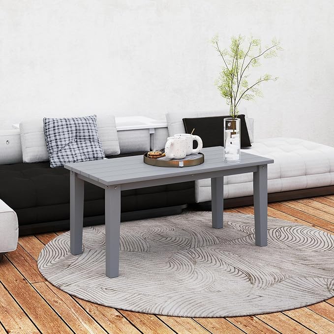 Outsunny HDPE Outdoor Coffee Table, All-Weather Rectangle Patio Coffee Table - Image 8
