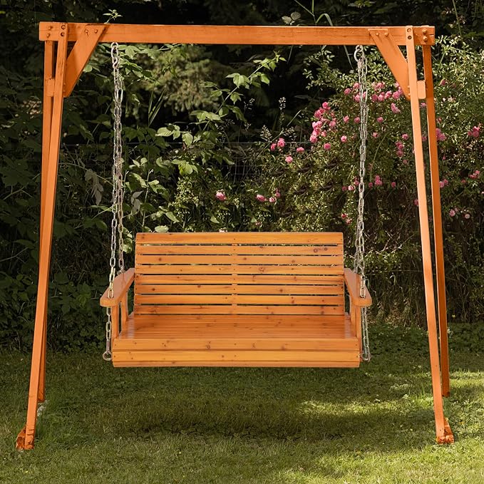 Giantex Wooden Porch Swing 2 Seat - Image 7