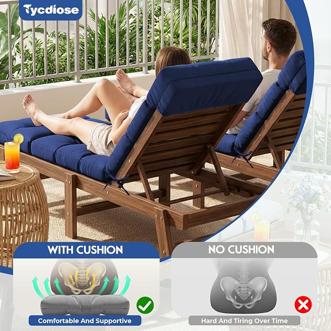 All Weather Chaise Lounge Cushions Outdoor 74.4 x 22 x 4 Inches Lounge Chair - Image 2