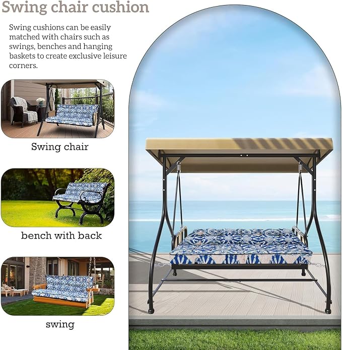 Outside Benches Cushion with Backrest, Thicken Waterproof Swing Cushions 2/3 - Image 2