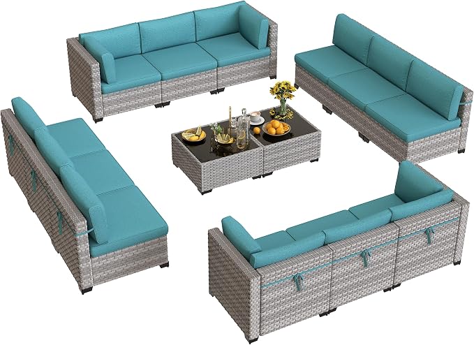 12-Seat Modular Patio Furniture Set – Outdoor Wicker Sectional Sofa - Image 9