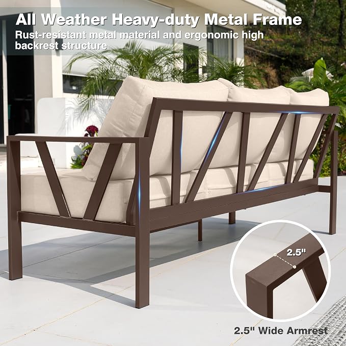 Outdoor Patio Furniture Set, 4 Pieces Metal Patio Furniture Set - Image 3