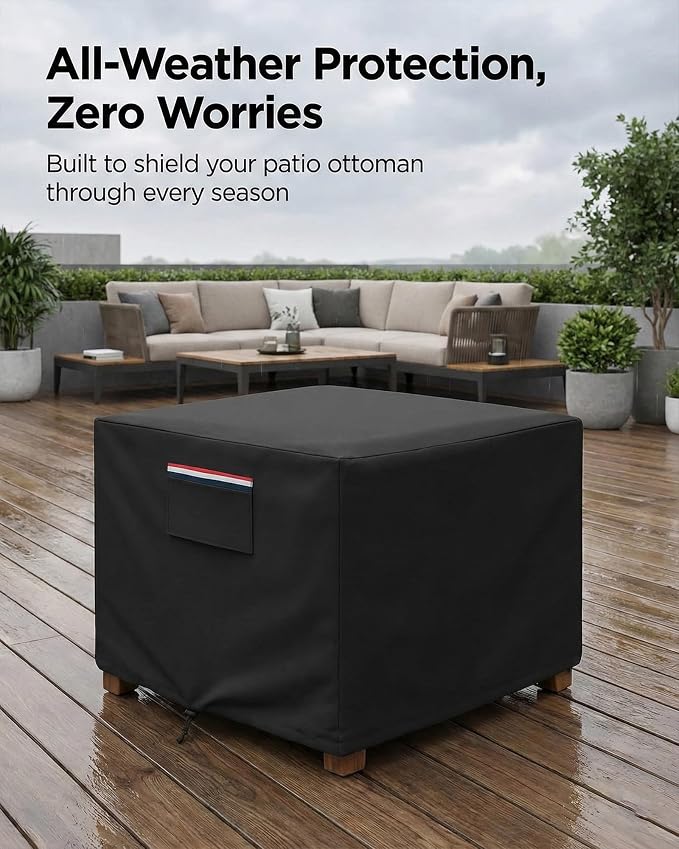 Square Waterproof Patio Ottoman Cover, 600D Heavy Duty Outdoor Furniture Cover - Image 8