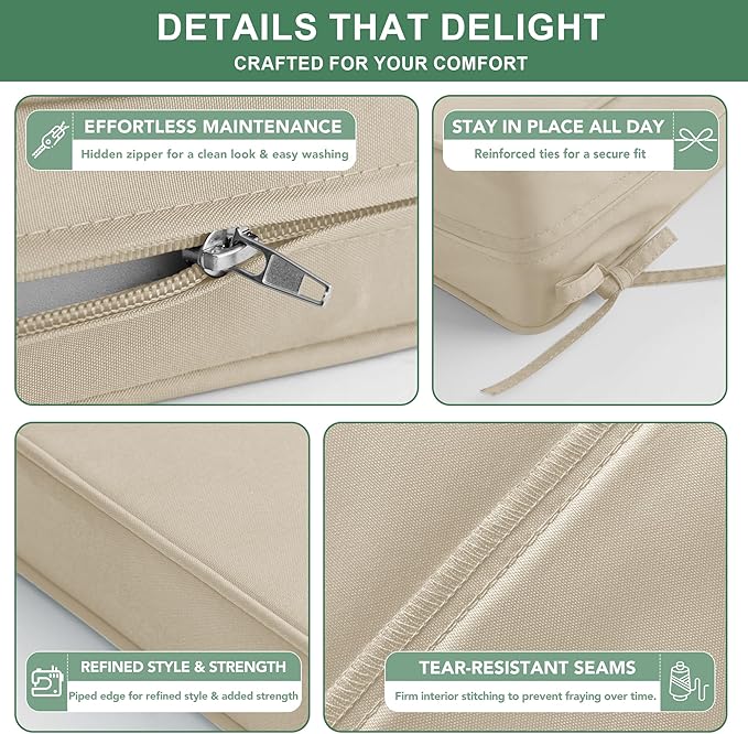 Outdoor Chair Cushion Weather Resistant, Backrest and Seat Cushion Set - Image 5