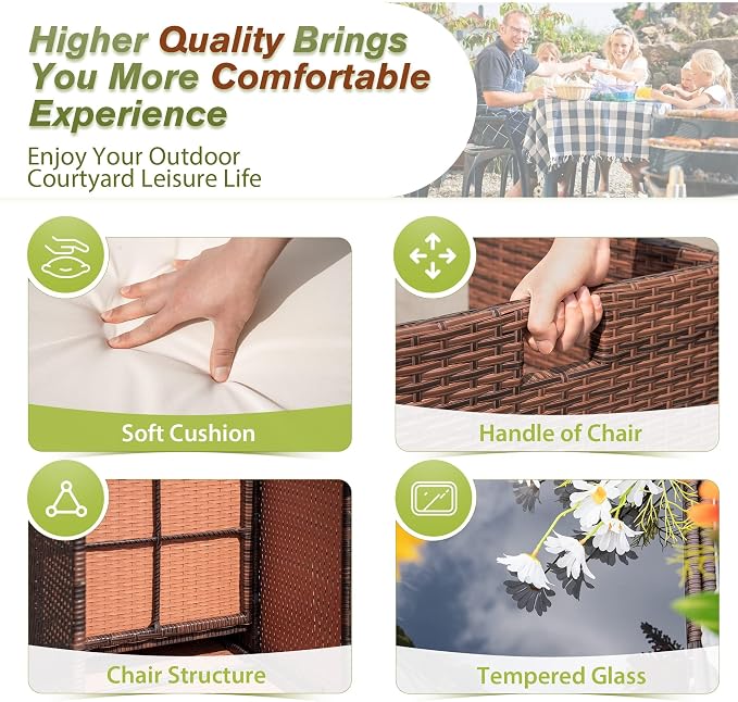 Devoko 9 Pieces Patio Dining Sets Outdoor Space Saving Rattan Chairs - Image 9