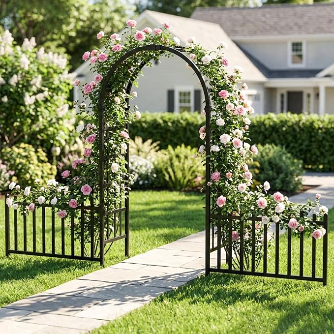 VINGLI Garden Arbor, PVC Garden Arch Trellis - Image 5