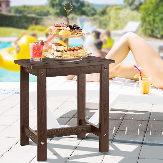 Y&M Outdoor Side Table, HIPS Adirondack Small Single Table, Waterproof Square - Image 2