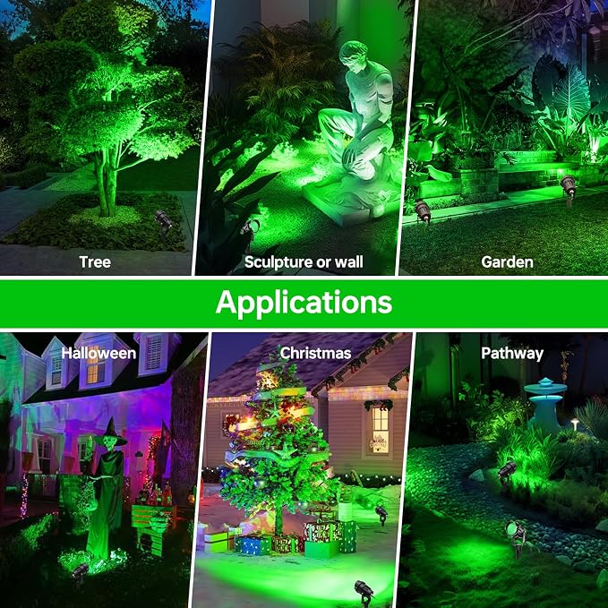 Christmas Spot Lights Outdoor Landscaping Spotlight, 12W Green LED Landscape - Image 5