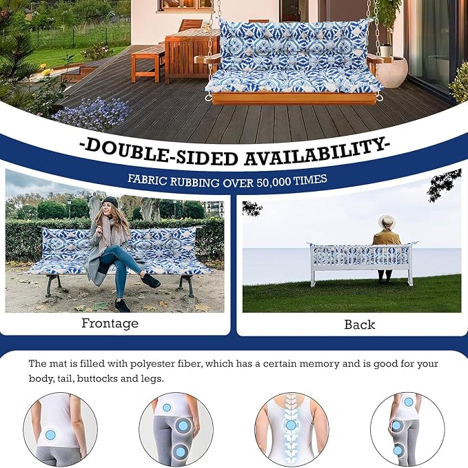 Outside Benches Cushion with Backrest, Thicken Waterproof Swing Cushions 2/3 - Image 7