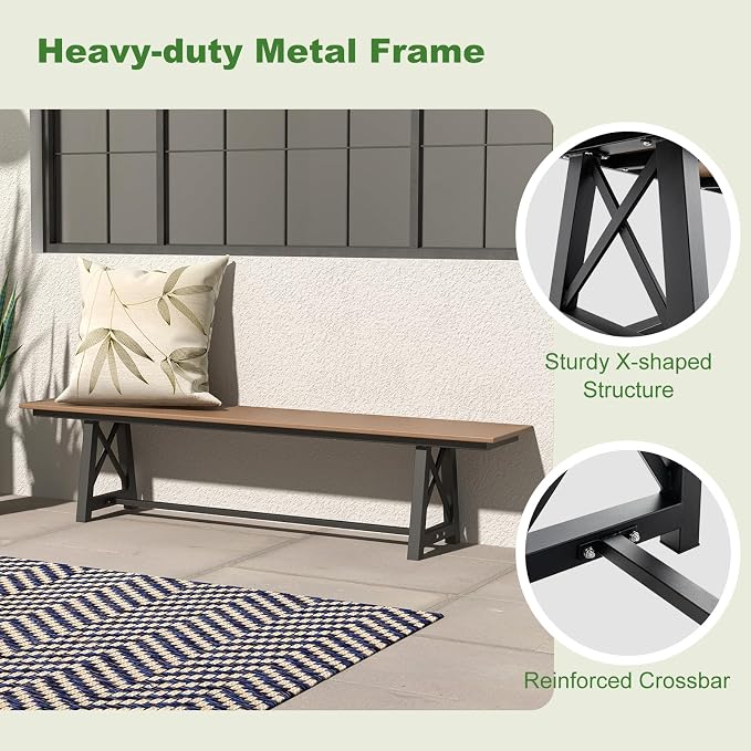 Giantex Outdoor Bench Set of 2, 3-4 Person Garden Bench, 1100 LBS Capacity - Image 5