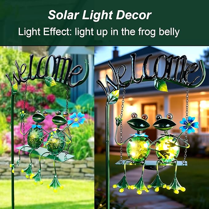 HONGLAND Solar Lights Outdoor Waterproof, Frog Swing Garden Decor, Frog - Image 3
