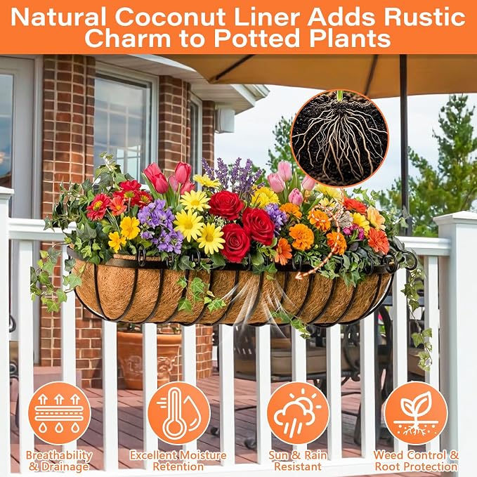 Legigo 2PCS 36 Inch Natural Trough Coco Coir Liners Planters Replacement - Image 3