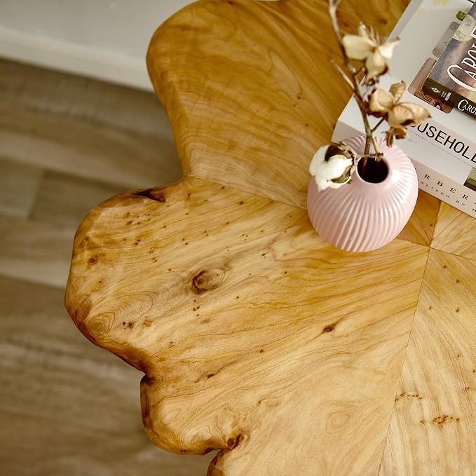 WELLAND Live Edge Cedar Coffee Table 32" W x 32" D x 20.5" H Rustic Round Table - Image 7