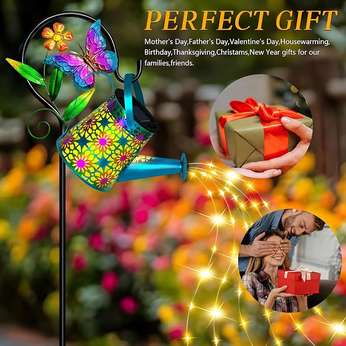 Solar Watering Can with Lights, Waterproof Solar Lantern with Butterfly - Image 6