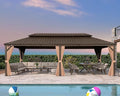 PURPLE LEAF 12' X 24' Hardtop Gazebo Patio Wide Aluminum Frame Metal Double Roof by PURPLELEAF