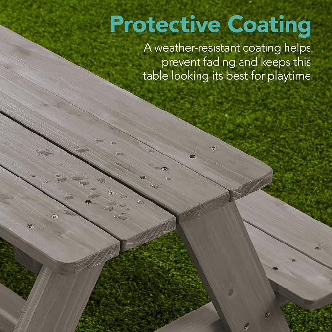 Best Choice Products Wooden Kids Picnic Table - Image 6