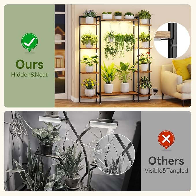 C1 Plant Stand Indoor with 6 Grow Lights, 6 Tiered Large Metal Plant Stand - Image 2