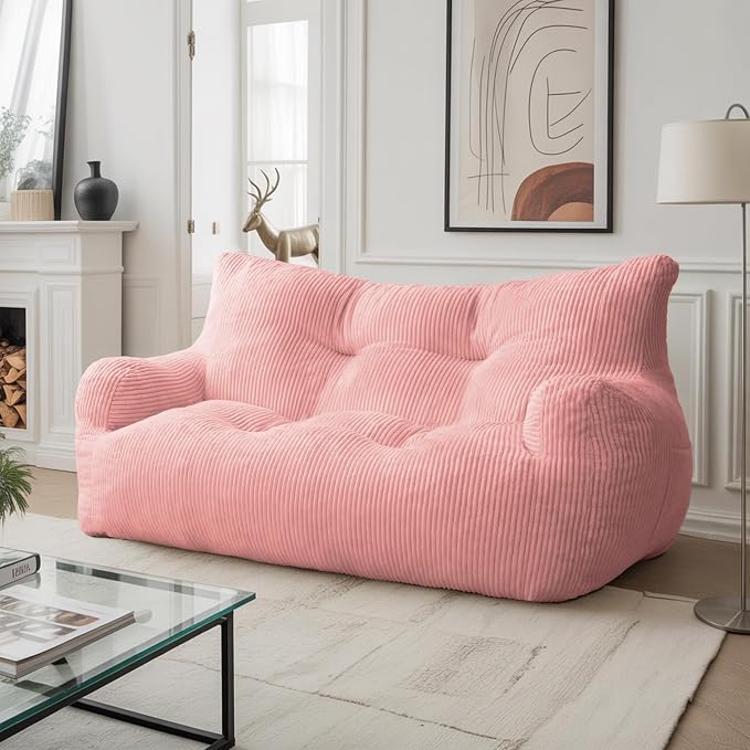 Pamapic 59" Bean Bag Chair, 2 Seat Loveseat Sofa, Ultra Soft Dutch Velvet by Pamapic