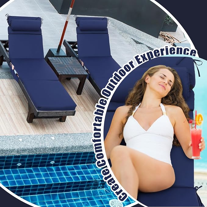 Wenqik 2 Pcs Outdoor Chaise Lounge Cushion - Image 4