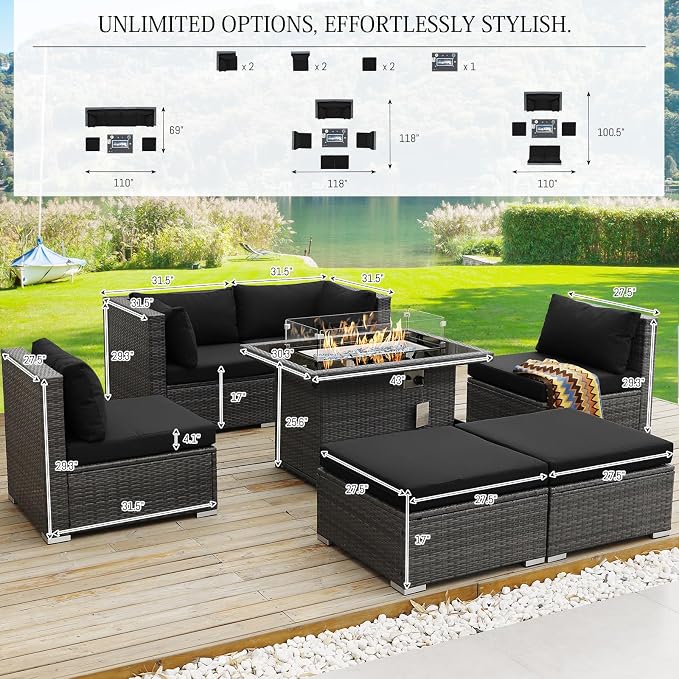 BULEXYARD 7 Piece High Back Outdoor Sectional Set - Image 6