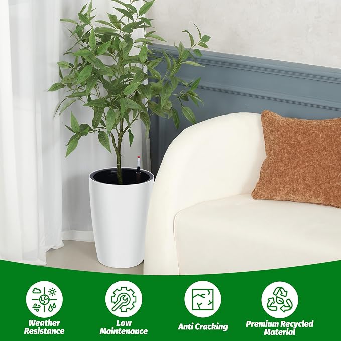 16 in Tall Planters Set of 2, Plant Pots, Self Watering Pots - Image 7