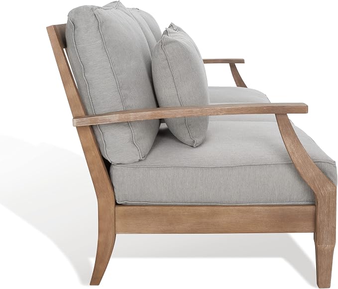 SAFAVIEH Outdoor Couture Collection Martinique Natural/Grey Solid Wood Patio - Image 8