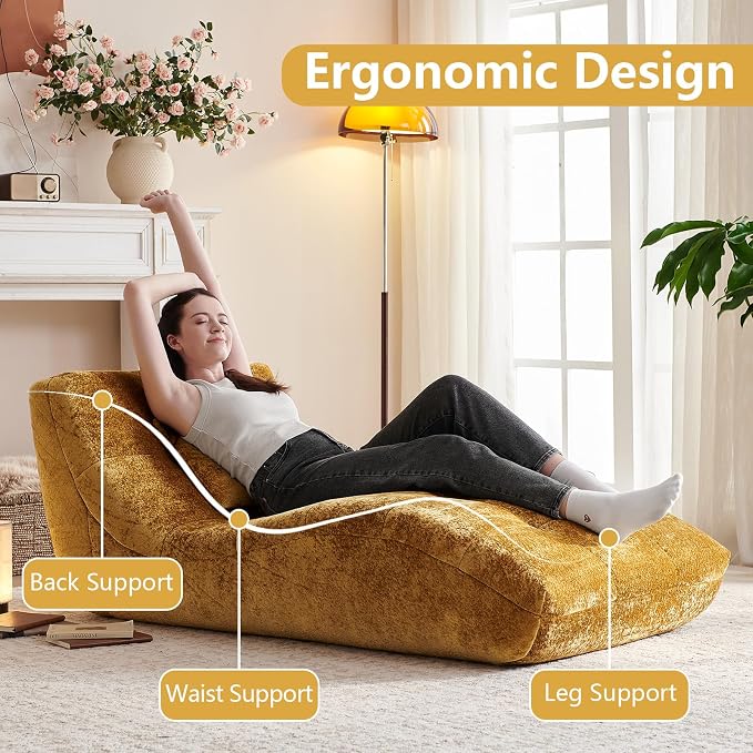 Chaise Lounge Chair with Curved Back, Modern Upholstered Recliner Sofa - Image 4