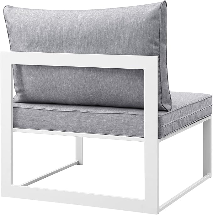 Modway Fortuna Aluminum Outdoor Patio Armless Chair in White Gray - Image 3