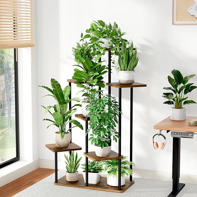Bamworld Large Plant Stand Indoor 7 Tier Tall Metal Plant Shelf - Image 3