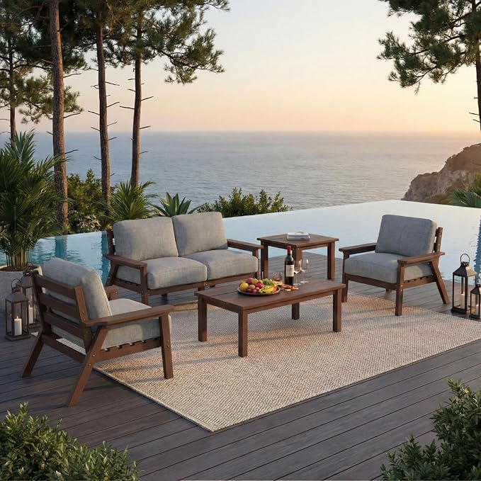 HDPE Patio Furniture Set 4 Seats, Outdoor Couch by YourPerfectOutdoorEscape