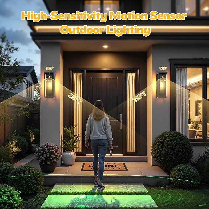 Motion Sensor Outdoor Wall Light 2Pack-15in Modern Dusk to Dawn Porch Sconce - Image 6