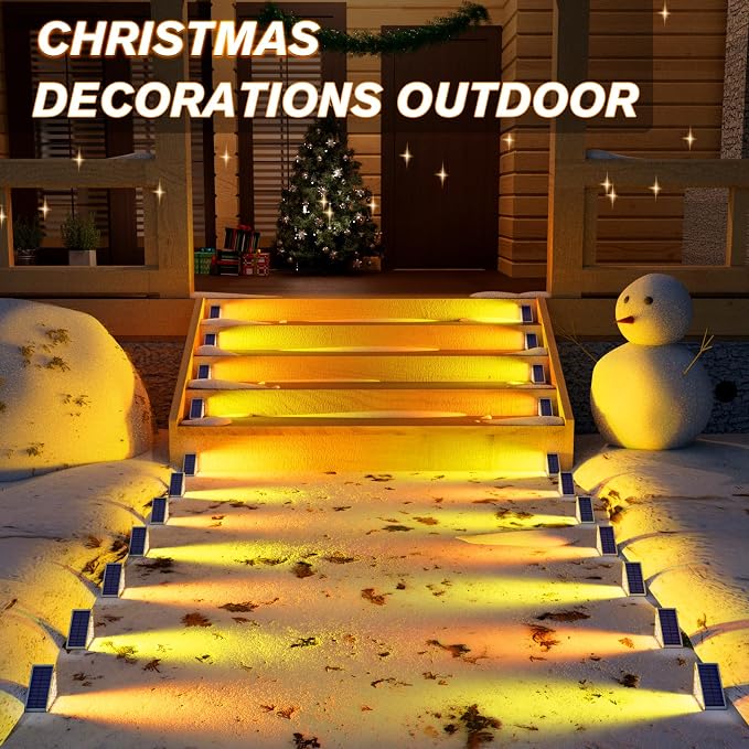 VOLISUN Solar Stair Lights 12 Pack, 7 Fixed Colors, Solar Step Lights Outdoor - Image 2