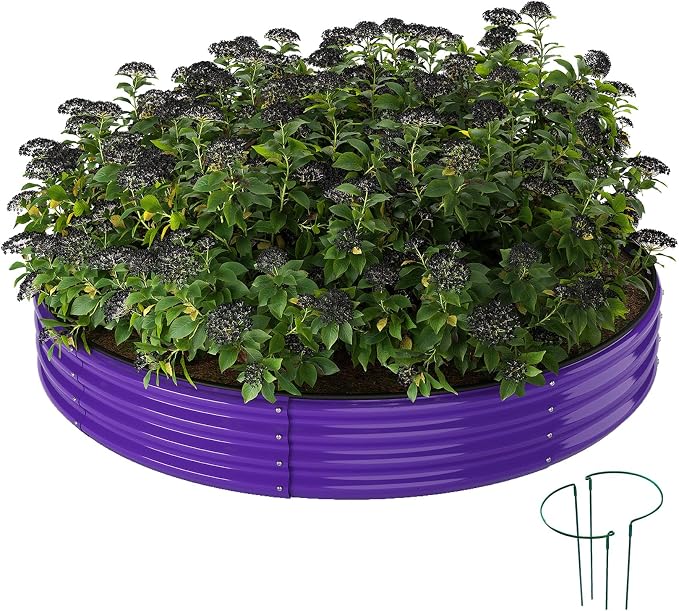 Galvanized Metal Planter Round Raised Garden Bed Kit by ZFHgarden