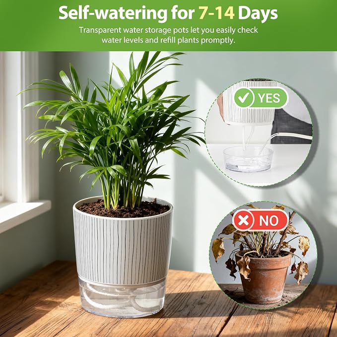 3 Pack Self Watering Pots Set, 5.5 Inch Self Watering Pots - Image 3