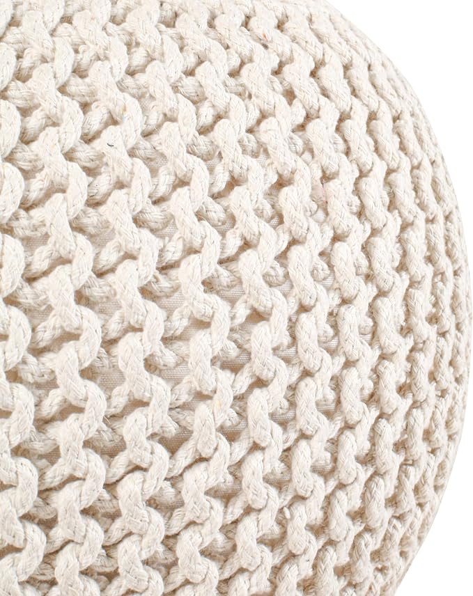 Palisa Round Ottoman Pouf Handmade Cotton Knitted Poof Bean Bag Filling - Image 6
