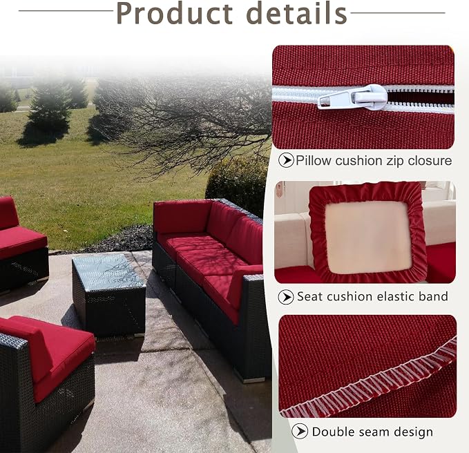 Sqodok Outdoor Cushion Covers 14Pcs Patio Cushion Slipcovers, Replacement - Image 6