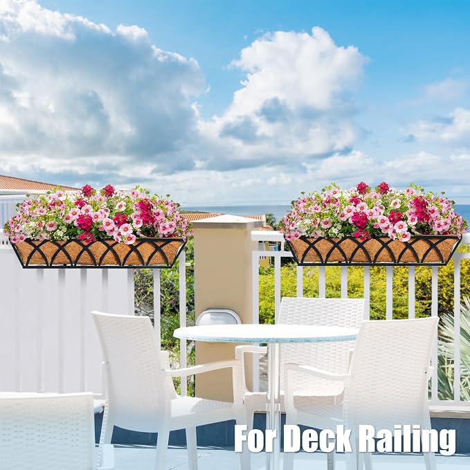 24in 2pcs Planter Box with Coco Liner, Rust-Resistant Metal Frame, Hydration - Image 3
