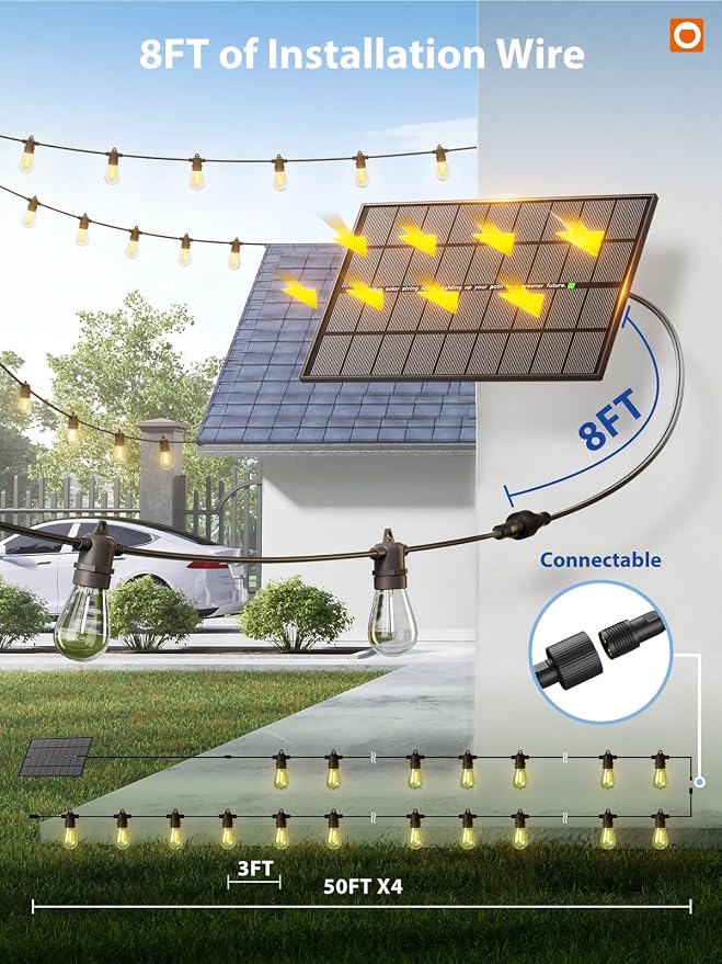 addlon 200FT Solar String Lights Outdoor Waterproof 6W Panel - Image 6