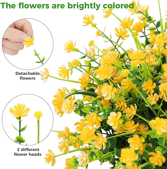 20 Bundles Artificial Flowers for Outdoors Fake Plastic Flowers UV Resistant - Image 3