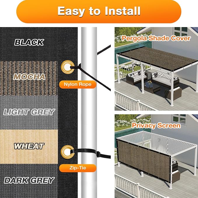 Artpuch Outdoor Pergola Shade Cover 18x18 FT Sun Shade Cloth - Image 5