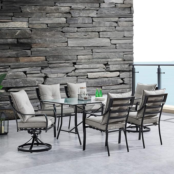 Hanover Lavallette 7-Piece Outdoor Dining Set, Modern Patio Dining Set - Image 2
