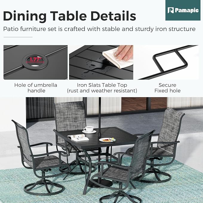 5-Piece Outdoor Dining Set, Patio Furniture Set - Image 5