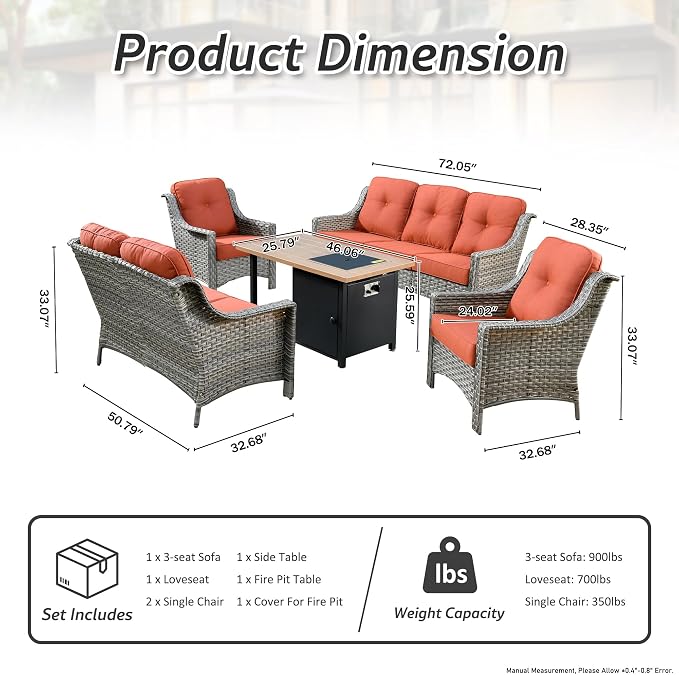 HOOOWOOO 5 Piece Patio Set - Image 7