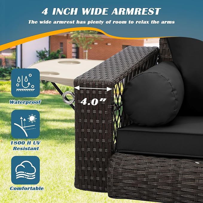 Outdoor Wicker Patio Porch Swing - Image 3